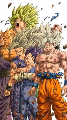 the dragon ball characters are posing for a photo
