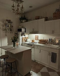 Cozy Kitchen With Candles, Candles In Kitchen, Cozy Kitchen With Candle Lighting, Cozy New York Apartment Kitchen, Cozy Kitchen With Lit Candle, Cozy Nyc Apartment Kitchen, Candles In The Kitchen, Cozy Kitchen At Night, Cozy Kitchen With Candle And Utensils