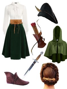 several different types of clothing and accessories including hats, scarves, gloves, hair combs