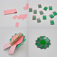 four pictures showing different ways to make paper flowers