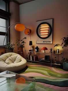 a living room filled with lots of furniture and decor