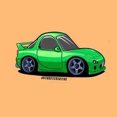 a green sports car on an orange background with the word turbo creative written below it