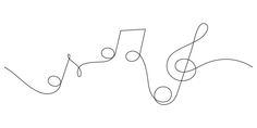 a line drawing of musical notes on a white background