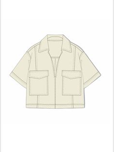a drawing of a shirt with two pockets on the front and one pocket on the back