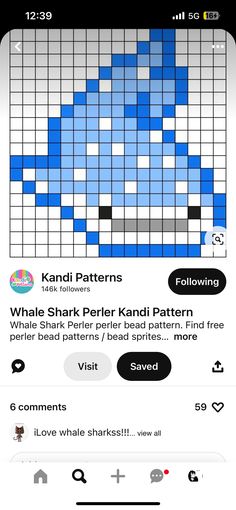 an iphone screen with the text'what is shark perler pattern? '