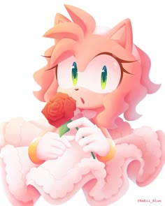 an image of a cartoon character holding a rose