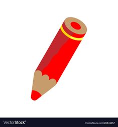a red pencil with yellow tips on a white background