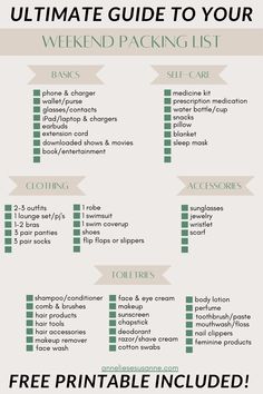 Ultimate Guide To Your Weekend Packing List Printable