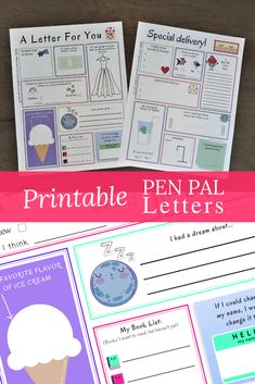 printable pen pal letters for kids to practice letter formation and writing skills with pictures on them