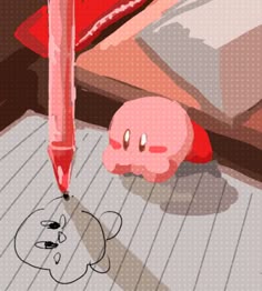a pink pen writing on top of a piece of paper next to a stuffed animal