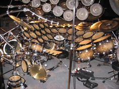 a drum set is sitting on the floor