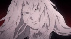 an anime character with long blonde hair and blue eyes looks at the camera while staring straight ahead