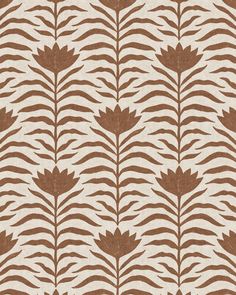 a brown and white wallpaper with leaves on it