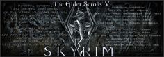 the elder scrolls v skyrim logo on a black and white background with words written in it