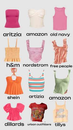 #summertops #summer #tops #shopping #shirts Summer Clothes Brands, Cheap Summer Tops With Slogans, Where To Get Cute Shirts, Cheap Summer Tops From Urban Outfitters, Summer Clothing Brands, Summer Tops From Urban Outfitters For Day Out, Fun Tops For Spring Sleepover, Summer Brands, Where To Get Summer Clothes