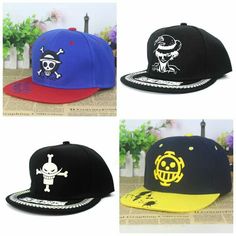 One Piece Baseball Hat, Anime Fitted Hats, Staw Hats One Piece Logo, Monkey D Garp Hat, Anime Inspired Hats, Anime Cap Designs, One Piece Trafalgar Law Hat, Cool Anime Hats, Naruto Hats