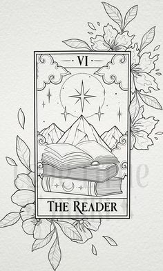 the reader is surrounded by leaves and flowers, with an image of mountains in the background