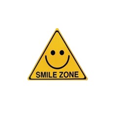 a smile zone sign on a white background
