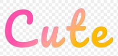 the word cutie in pink, yellow and orange letters on a transparent background png
