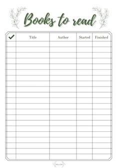 a book to read sign up sheet with the words books to read written on it