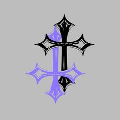 the cross is painted in purple and black