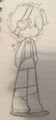 a drawing of a girl with a heart on her head