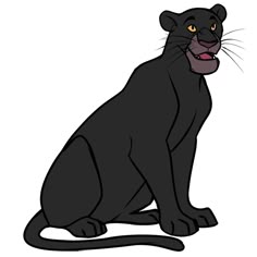 a black panther sitting down with its mouth open