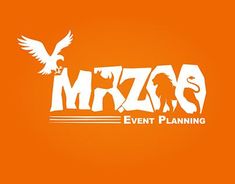 an orange background with the words mrzzas event planning written in large white letters