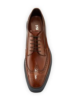 Prada Men's Spazzolato Creeper Brogue Platform Shoe, Light Brown - Bergdorf Goodman Calf Leather Wingtip Derby With Rubber Sole, Calf Leather Low-top Dress Shoes With Brogue Detailing, Wingtip Oxfords With Rubber Heel Cap In Calf Leather, Wingtip Oxfords With Rubber Sole In Bridle Leather, Wingtip Lace-up Shoes With Calf Leather And Leather Sole, Bridle Leather Dress Shoes With Brogue Detailing, Wingtip Dress Shoes With Stitched Sole In Bridle Leather, Luxury Goodyear Welted Men's Oxford Shoes, Wingtip Oxfords With Stitched Sole In Calf Leather