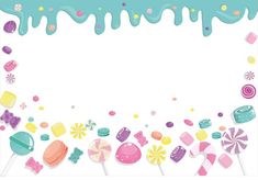 an image of candy land border with lots of candies and lollipops