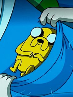 a cartoon character is hiding in the water