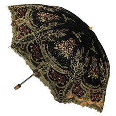 Victorian Umbrella Aesthetic, Gothic Floral Umbrella, Antique Parasol, Black And Gold Ornate Umbrella, Ornate Umbrella, Black And Gold Umbrella, Ornate Vintage Umbrella, Victorian Parasol Png, Parasol Victorian Era