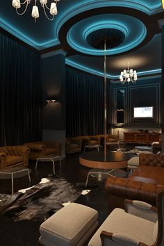 a living room filled with furniture and a flat screen tv mounted on the wall above it