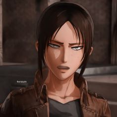 an animated image of a man with brown hair and blue eyes looking at the camera