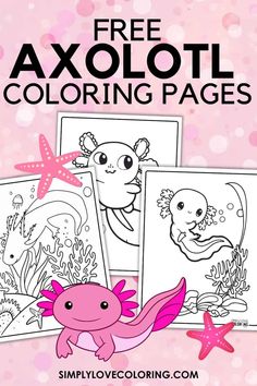 the free coloring pages for kids with sea animals and starfishs on pink background