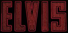 the word elvis spelled with red leds in front of a black background that says elvis