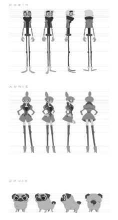 an image of some cartoon characters with different expressions on their faces and body, in various poses