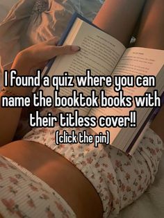 someone is laying in bed reading a book with the caption i found a quiz where you can name the bookstore books with their titles cover click the pin