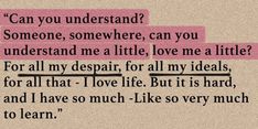 the text is written in pink and black on a piece of paper that says, can you understand someone somewhere, can you understand