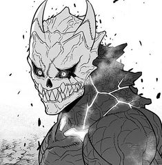 a black and white drawing of a creature with lightning coming out of it's mouth