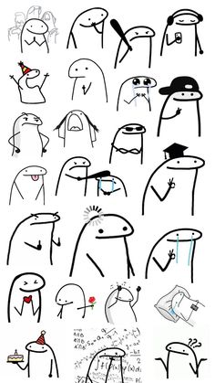 an image of various cartoon faces drawn in black and white