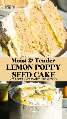 the most tender lemon poppy seed cake is made with no eggs and only three ingredients