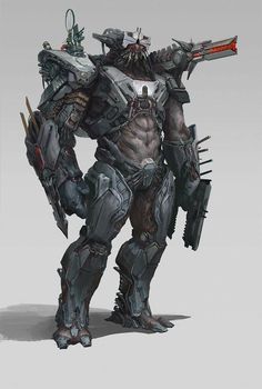 Starfinder Mech, Minotaur Mech, Starfinder Power Armor, Cyberpunk Goliath, Big Buff Robot, Sci Fi Berserker, Sci Fi Minotaur, Sci Fi Giant Mech, Alien Power Armor