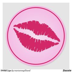 pink lips sticker on a white circle