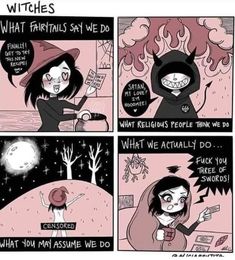 Pagan Cartoon, Witch Stereotype, Wholesome Witch, Witchcraft Cartoon, Witch Please Meme Funny, Witchcraft Comic, Witches Vs Patriarchy, Witches Among Humans Comic, Mom Witch Meme Funny