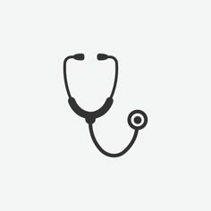 a stethoscope is shown in this black and white icon on a light gray background