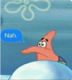 an orange cartoon character is sitting on top of a snowball with the caption nah