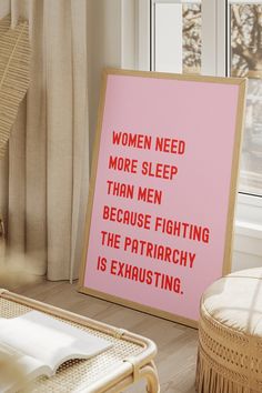 Empower your space with this bold feminist wall art featuring the witty quote, "Women need more sleep than men because fighting the patriarchy is exhausting." Perfect for those who love decor that blends style with substance, this feminist quote poster adds inspiration and humor to any room. Whether for a home office, bedroom, or living area, this trendy aesthetic print is ideal for modern feminists. Instantly downloadable, it’s an easy way to bring a touch of empowerment to your walls. Feminist Room Decor Ideas, Feminist Bedroom, Feminist Room Decor, Feminist Wall Decor Ideas, Feminist Office Decor, Feminist Wall Hanging, Feminist Wall Decor Inspiration, Feminism Quotes, Bedroom Quotes