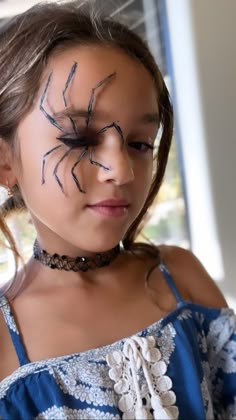 Spiders Web Face Paint, Easy Kids Halloween Makeup, Easy Halloween Makeup For Kids, Spider Make Up Easy, Halloween Makeup Kids Easy, Spider Makeup Easy, Kids Halloween Makeup, Halloween Kids Makeup, Kids Spider Makeup
