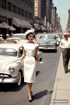 1950s Picture, 1950s Women Outfits, Old Channel Fashion, Vogue 1950s, Mode 1950, Old Money 60s, 20s Old Hollywood, Retro White Dress, 50 S Fashion Women